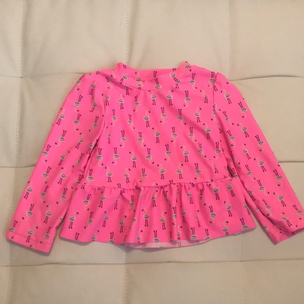 Baby swim sun shirt pink flamingos 18 months